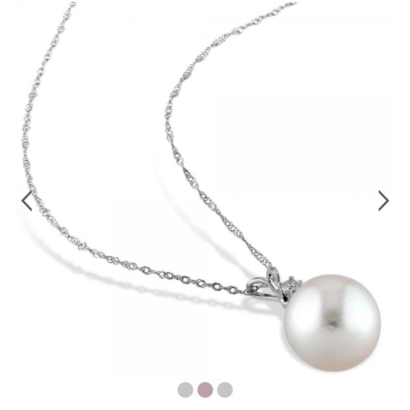 SOLITAIRE SOUTH SEA PEARL PENDANT NECKLACE W/ DIAMOND 14K W. GOLD - Picture 5 of 8